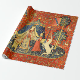 Lady and The Unicorn medeltida gobeläng: Fransk ko Presentpapper