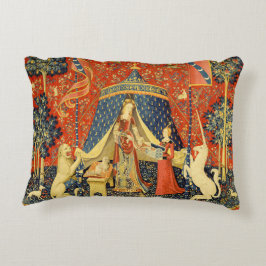 Lady and The Unicorn medeltida gobeläng: Fransk ko Prydnadskudde