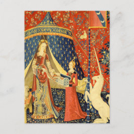 Lady and The Unicorn medeltida gobeläng: Fransk ko Vykort