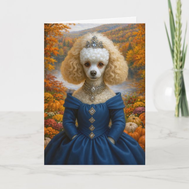 Lady Autumn , Poodle Blank Card Kort (Framsida)