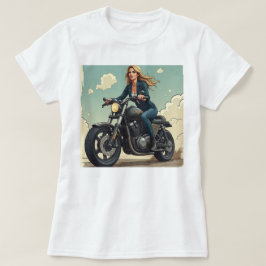 Lady Biker On The Road T Shirt