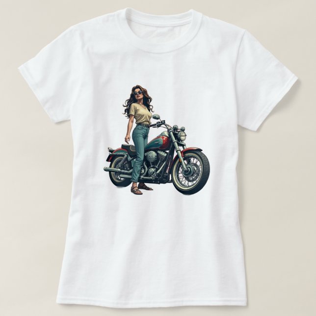 Lady Biker  T Shirt (Design framsida)