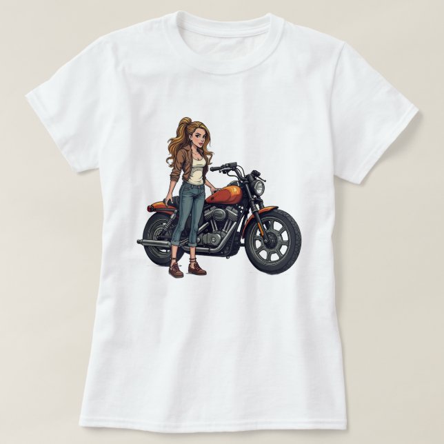 Lady Biker T Shirt (Design framsida)