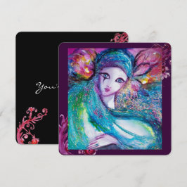 LADY BLUE MASK Elegant Maskeradfest, Grönblå Svart Inbjudningar