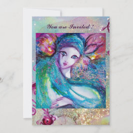 LADY BLUE MASK Elegant Maskeradfest Teal Rosa Inbjudningar
