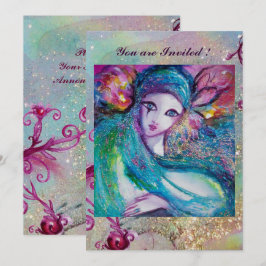LADY BLUE MASK Elegant Maskeradfest Teal Rosa Inbjudningar