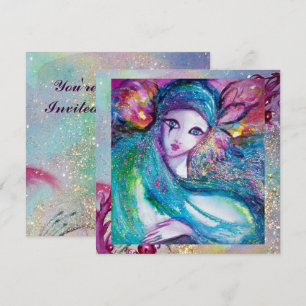LADY BLUE MASK Elegant venetiansk maskeradbal Inbjudningar