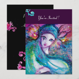 LADY BLUE MASK Maskeradfest, Rosa Teal Svart Inbjudningar