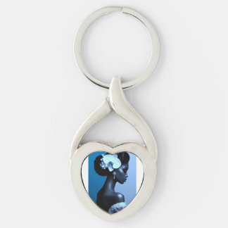 Lady Blue Metal Keychain Twisted Heart Silverfärgad Nyckelring