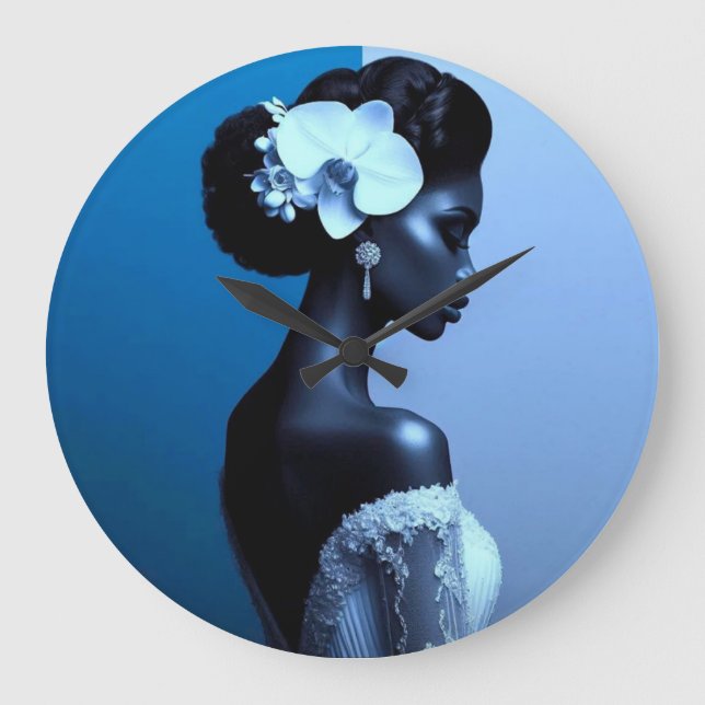 Lady Blue Väggtimme Alicia C Lacy Art Stor Klocka (Framsida)