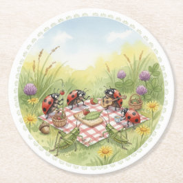 Lady bug cricket spring garden party coasters underlägg papper rund