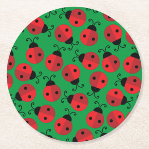 Lady Bug Cute Kid's Ladybug Birthday Party Underlägg Papper Rund