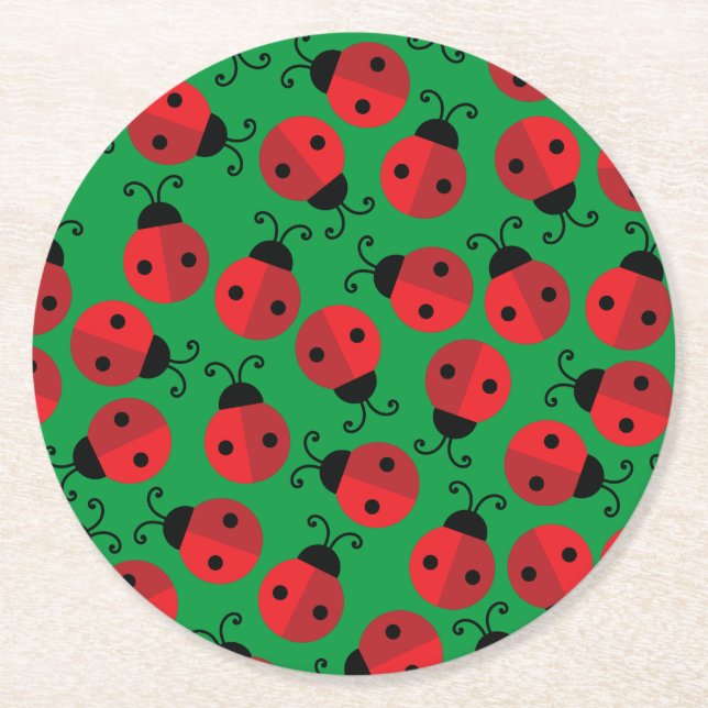 Lady Bug Cute Kid's Ladybug Birthday Party Underlägg Papper Rund (Framsidan)