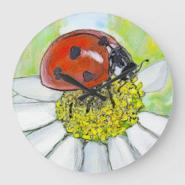 Lady Bug on A Daisy Stor Klocka