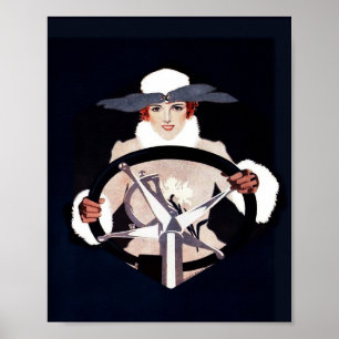 Lady Driver Fadeaway Girl av C Coles Phillips Poster