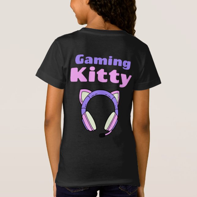 Lady Gamer - Spelande Kitty T Shirt (Baksida)