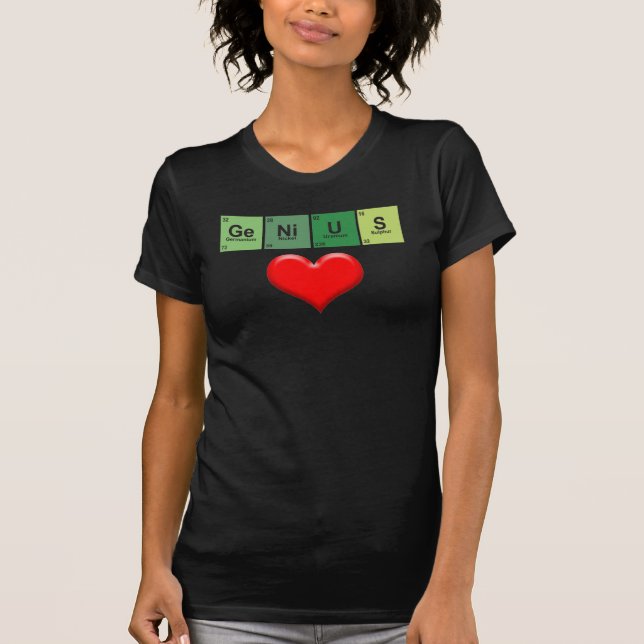 Lady Genius Love - Periodic table of elements. Tee (Framsida)