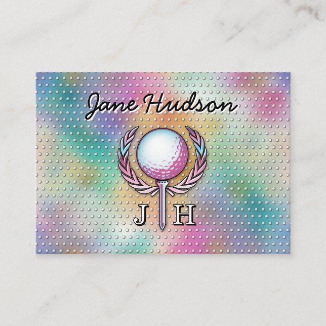 Lady Golfer Anpassad Monogramdesign Visitkort (Framsida)