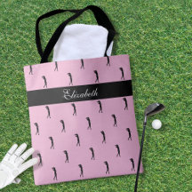 Lady Golfer anpassat namn Mönster Rosa Svart
