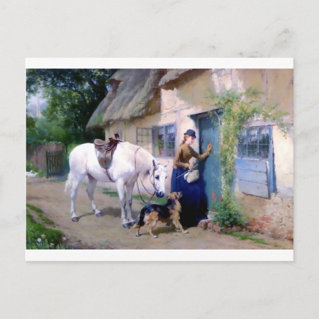 Lady Horse tyska herdehund stuga besökare Vykort (Framsida)