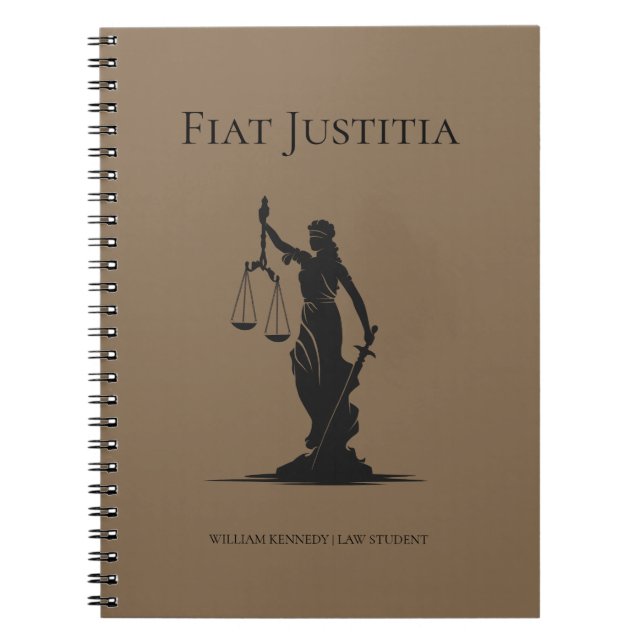 Lady Justice Studie Journal Brun Juridik Student  Anteckningsbok (Framsidan)