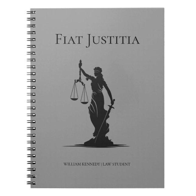 Lady Justice Studie Journal Grå Juridik Student  Anteckningsbok (Framsidan)