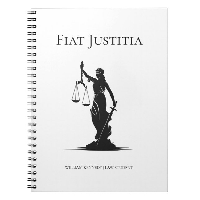 Lady Justice Studie Journal Vit Jurist  Anteckningsbok (Framsidan)