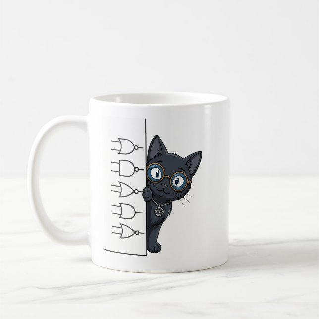 Lady Justice Svart Katt Advokat Kaffe Mugg (Vänster)