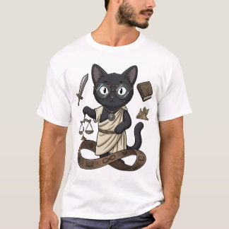 Lady Justice Svart Katt Filosofi & Juridik T-Shirt