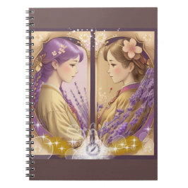 Lady Lavender Gold & Lady Sakura Gold Stationery Anteckningsbok