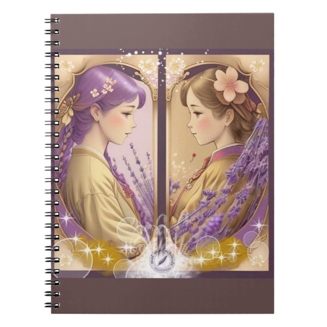 Lady Lavender Gold & Lady Sakura Gold Stationery Anteckningsbok (Framsidan)