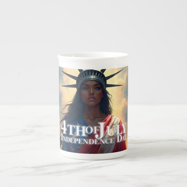 Lady Liberty Återuppfunnen – Ett Nytt Ansikte för  Benporslin Mugg (Framsidan)