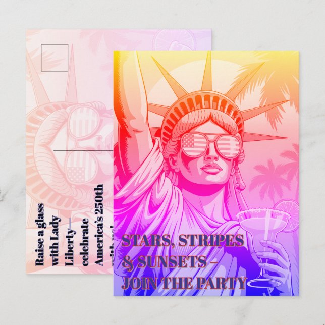 Lady Liberty firar 250-årsdagen - Festinbjudan Vykort (Fram/baksida)