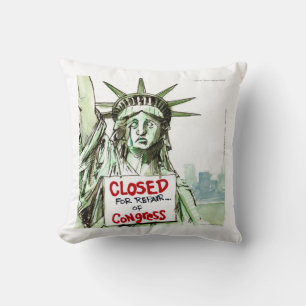 Lady Liberty Stängd Sorglig/Rolig Kastkudde Kudde