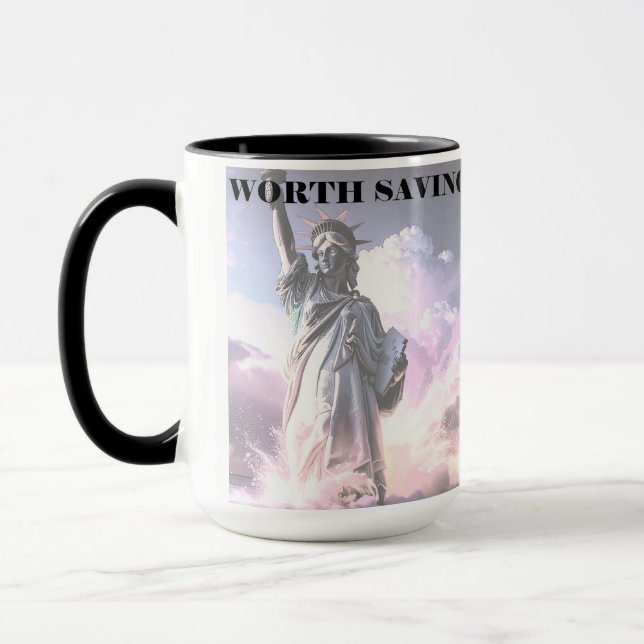 Lady Liberty Värd Att Spara Demokrati Politisk USA Mugg (Vänster)
