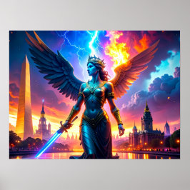 Lady Liberty Warrior Defender of Freedom Democracy Poster
