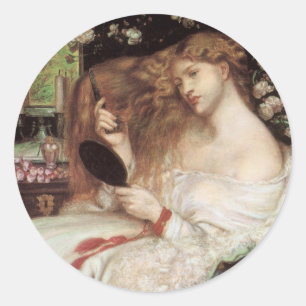 Lady Lilith av Rossetti, Vintage Viktorianskt Port Runt Klistermärke
