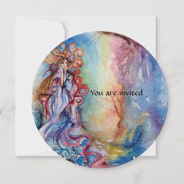 LADY OF LAKE livfull klarblå rosa lila vit Inbjudningar (Framsida)