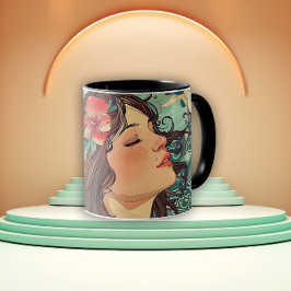 Lady of the Hibiscus Art Nouveau Mugg