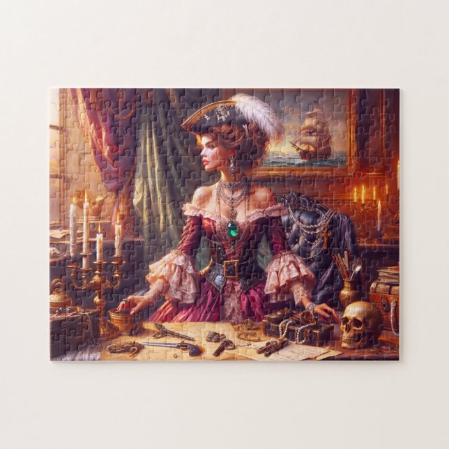 Lady Pirate Admiral Anne Adventure Scene Pussel (Horisontell)