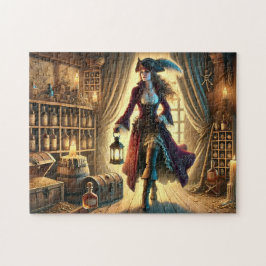 Lady Pirate's Rum & Treasure Nautical Gift Pussel