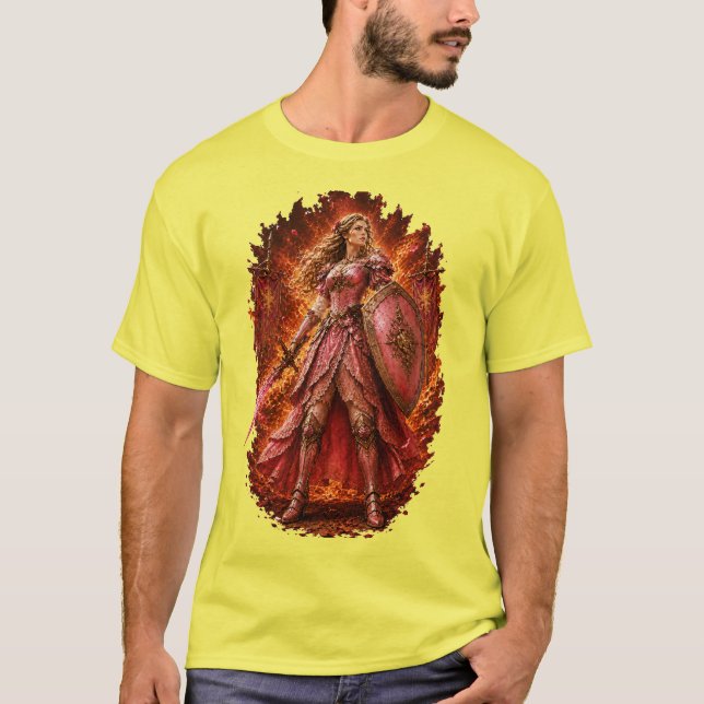 Lady Rosaline Strålande Fantasy Krigare T-Shirt (Framsida)