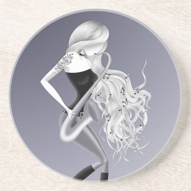 Lady Saxophonist Musician  Underlägg (Framsidan)