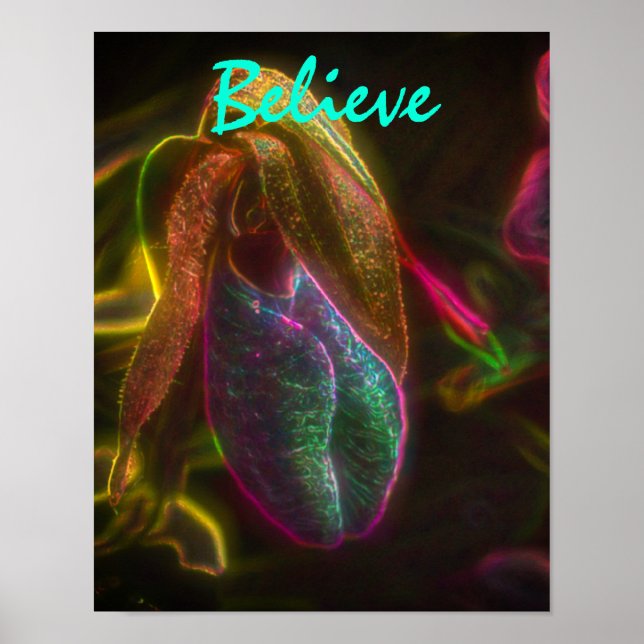 Lady Slipper Tro Inspirerande Ord Poster (Framsidan)