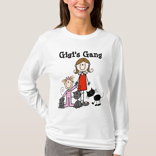 Lady, Small Girl, Three Cats T Shirt (Framsida)
