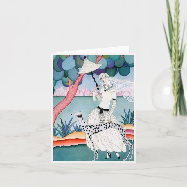 Lady with Dalmatian Dog - Helen Dryden Kort (Framsida)