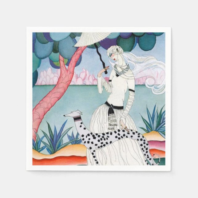 Lady with Dalmatian Dog - Helen Dryden Pappersservett (Framsidan)