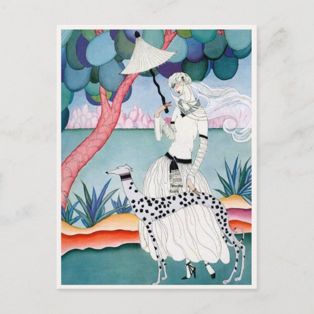 Lady with Dalmatian Dog - Helen Dryden Vykort (Framsida)