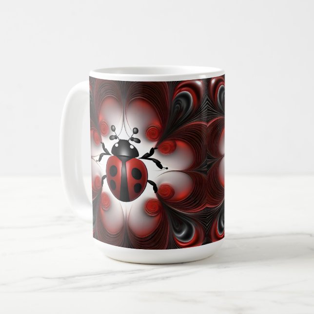 Ladybird Fractal Art Design Kaffemugg (Framsida vänster)