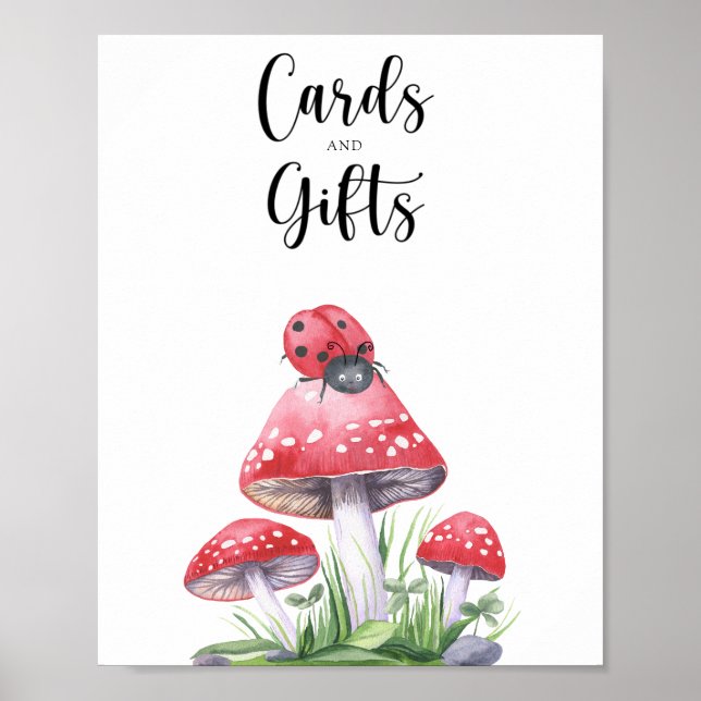 Ladybird - kort och presenter baby shower poster (Framsidan)